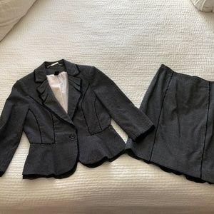 WHBM 2-piece Suit, Primarily Black with White pattern.